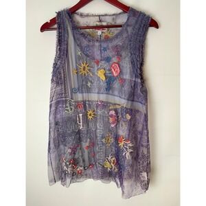 JohnnyWas Nicola Purple Mesh Top S Small